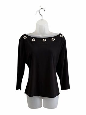 Vintage 90’s/Y2K Giorgio Fiorlini Black Boatneck Blouse